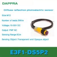 M12 50mm PNP NC DC 6V Ke 36V diffuse photoelectric sensor OC91 untuk aplikasi otomasi industri M12, PNP, NC