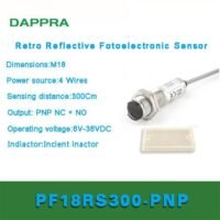 M18 PNP NO NC 4 Wire Photoelectric Switch Sensor Replace CRD-300P OC71 untuk aplikasi otomasi industri M18, PNP, NO