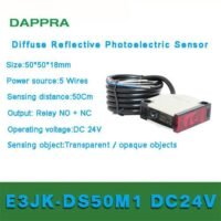 E3JK-DS50M1 50cm DC24V diffuse reflection Photoelectric sensor OC42 untuk aplikasi otomasi industri E3JK, DS50M1, DC24V