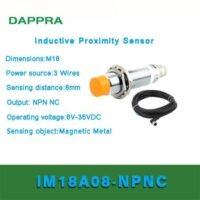 M18 8mm NPN NC DC Connector Type Inductive Proximity Sensor OC01 untuk aplikasi otomasi industri M18, NPN, NC