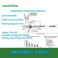 M5 1mm PNP NC DC 6V To 36V dia 5mm Inductive Proximity Sensor OB45 untuk aplikasi otomasi industri M5, PNP, NC