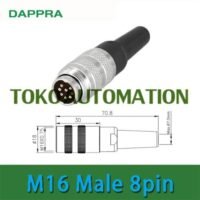 M16 8 PIN Male Sensor Circular connector waterproof Konektor plug Socket SW50 untuk aplikasi otomasi industri M16, PIN, MALE