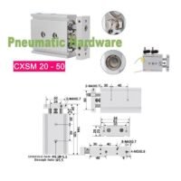 CXSM20-50 CXSM20 - 50 CXSM Dual Rod Pneumatic Guided Cylinder KK28 untuk aplikasi otomasi industri CXSM20, CXSM20, CXSM