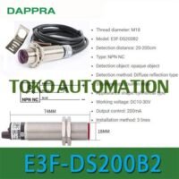 E3F-DS200B2 M18 100CM NPN NC Diffuse Reflection Photoelectric Sensor OH82 untuk aplikasi otomasi industri E3F, DS200B2, M18