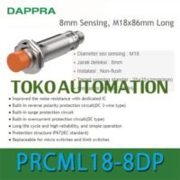 PRCML18-8DP M18 8mm PNP NO Inductive Proximity Sensor OF23 untuk aplikasi otomasi industri PRCML18, M18, PNP