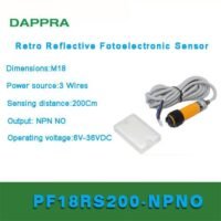 M18 2M NPN NO DC Replace E3F-R2NK Retro Reflective Fhoto Sensor OC72 untuk aplikasi otomasi industri M18, NPN, NO