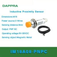 M18 8mm PNP NC DC Connector Type Inductive Proximity Sensor OC02 untuk aplikasi otomasi industri M18, PNP, NC