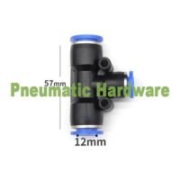Fitting Pneumatic quick joint connector T Tee Selang 12mm PE -12 KB64 untuk aplikasi otomasi industri FITTING, PNEUMATIC, QUICK