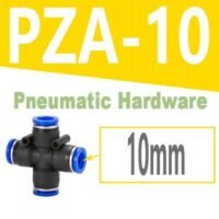 10 mm 4 Way Fitting pneumatic push in Union Model CROSS PZA - 10 KB96 untuk aplikasi otomasi industri MM, WAY, FITTING