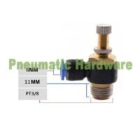 8mm 3/8 " Fitting pneumatic Flow Speed Control Valve Controller KC12 untuk aplikasi otomasi industri FITTING, PNEUMATIC, FLOW