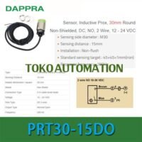 PRT30-15DO M30 15mm DC NO inductive cylindrical proximity sensor OH93 untuk aplikasi otomasi industri PRT30, M30, DC