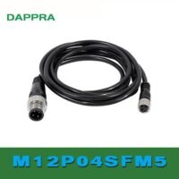 M12 4 Pin 4pin Male ke female straight Connector 5m cable OD72 untuk aplikasi otomasi industri M12, PIN, MALE