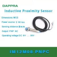 M12 8mm PNP NC DC 3 Wire 6V Ke 36V Inductive Proximity Sensor OD45 untuk aplikasi otomasi industri M12, PNP, NC