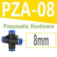8 mm 4 Way Fitting pneumatic push in Union Model CROSS PZA - 08 KB95 untuk aplikasi otomasi industri MM, WAY, FITTING