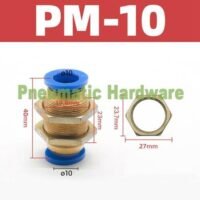 Pneumatic Fitting Push to Connect Bulkhead Union Push In 10mm KG38 untuk aplikasi otomasi industri PNEUMATIC, FITTING, PUSH