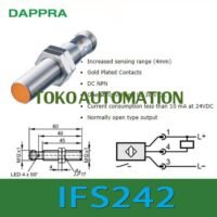 IFS242 M12 Sn4mm NPN NO Inductive Proximity Sensor PU39 untuk aplikasi otomasi industri IFS242, M12, SN4MM