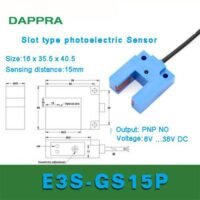 E3S-GS15P 15mm PNP NO DC DAPPRA Slot type photoelectric Sensor OC38 untuk aplikasi otomasi industri E3S, GS15P, PNP
