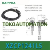 XZCP1241L5 M12 4 pin 5m Pre-wired connector Socket dan cable OH95 untuk aplikasi otomasi industri XZCP1241L5, M12, PIN