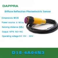 M18 30CM NPN NO NC DC Diffuse Reflection Photoelectric Sensor OD31 untuk aplikasi otomasi industri M18, NPN, NO