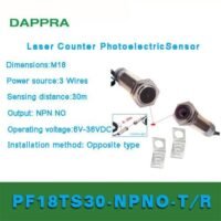 M18 30M NPN NO DC Laser infrared beam photoelectric sensor OC65 untuk aplikasi otomasi industri M18, NPN, NO