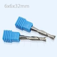 Double Flute Spiral Cutter CNC Router Bit Wood Drill 6x6x32mm AL55