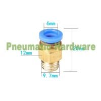 Konektor fitting lurus male pneumatic selang 6mm drat 1/8" 1/8 " KB53