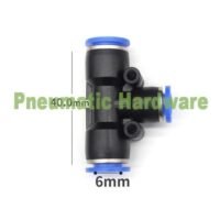 PE-6 Fitting Pneumatic quick joint connector T Tee Selang 6mm KB62 untuk aplikasi otomasi industri PE-6, FITTING, PNEUMATIC