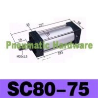 SC80X75 SC80*75 SC80-75 SC 80 X 75 Pnuematic Standard cylinder KP72 untuk aplikasi otomasi industri SC80X75, SC80, SC80