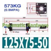 SCJ125X75-50 SCJ125-75-50 SCJ 125X75-50 SCJ125*75-50 Double Rod Air Cylinder KP76 untuk aplikasi otomasi industri SCJ125X75, SCJ125, SCJ