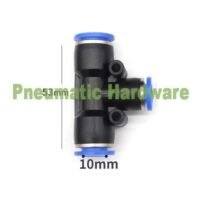 Fitting Pneumatic quick joint connector T Tee Selang 10 mm PE -10 KB66 untuk aplikasi otomasi industri FITTING, PNEUMATIC, QUICK
