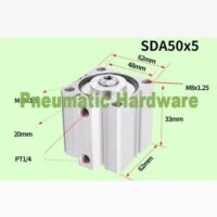 Compact Thin Air Cylinder pneumatic SDA 50x5 SD 50 x 5 SDA50*5 KM18 untuk aplikasi otomasi industri COMPACT, THIN, AIR