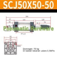 SCJ50*50-50 SCJ50 x 50 - 50 Adjustable Pneumatic Air Cylinder KK84 untuk aplikasi otomasi industri SCJ50, SCJ50, ADJUSTABLE