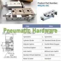 MXQ16L-20C MXQ16L 20C slide table stroke adj MXQ Guided Cylinder KP87 untuk aplikasi otomasi industri MXQ16L, MXQ16L, SLIDE