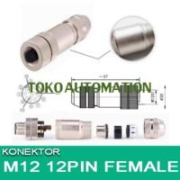 M12 12 PIN FEMALE A Metal Shielded Screw Straight Circular Connector Waterproof Socket Aviation Plug SX24 untuk aplikasi otomasi industri M12, PIN, FEMALE