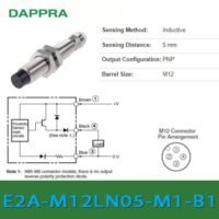 E2A-M12LN05-M1-B1 M12 5mm PNP NO Inductive Proximity Sensor ST69 untuk aplikasi otomasi industri E2A, M12LN05, M1