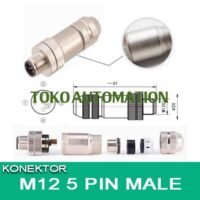 M12 5 PIN MALE A Metal Shielded Screw Straight Circular Connector Waterproof Socket Aviation Plug SX19 untuk aplikasi otomasi industri M12, PIN, MALE