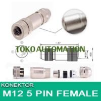 M12 5 PIN FEMALE A Metal Shielded Screw Straight Circular Connector Waterproof Socket Aviation Plug SX20 untuk aplikasi otomasi industri M12, PIN, FEMALE