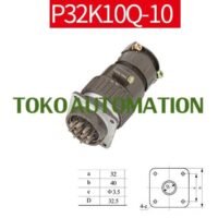 P32 10 core 10 Pin P28K10Q 25A straight circular aviation plug SU34 untuk aplikasi otomasi industri