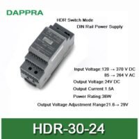 HDR-30-24 HDR 30 24 24V 1.5A HDR Switch DIN Rail Power Supply SD93 untuk aplikasi otomasi industri
