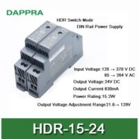 HDR-15-24 HDR 15 24 24V 0.63A HDR Switch DIN Rail Power Supply SD91 untuk aplikasi otomasi industri