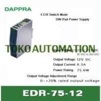 EDR-75-12 12V 6.3 Amp 75.6W AC-DC DIN Rail Power Supply OH85 untuk aplikasi otomasi industri