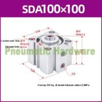 SDA100x100 SDA100-100 SDA100*100 SDA100 x 100 SDA 100x100 SDA 100-100 SDA 100*100 100Mm Bor 100Mm Stroke Kompak Silinder KO63/. untuk aplikasi otomasi industri SDA100, SDA100, SDA100
