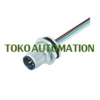 M12 5 pin Male Panel Mount Aviation Connector 20CM Solder Wire SK28 untuk aplikasi otomasi industri