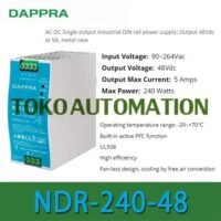 NDR-240-48 48V 240W Industrial Single Output DIN Rail Power Supply OF63 untuk aplikasi otomasi industri