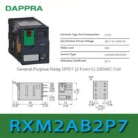 RXM2AB2P7 12A 2CO 230VAC with led Miniature plug-in relay OH76 untuk aplikasi otomasi industri