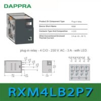 RXM4LB2P7 4CO 4PDT 230VAC 3A With LED Miniature plug-in relay OH73 untuk aplikasi otomasi industri