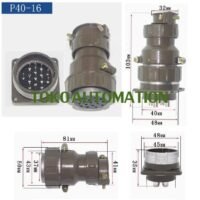 P40 40MM 16 PIN Aviation Plug Connector Aviation Circular Connector SX12 untuk aplikasi otomasi industri
