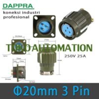 20mm 3 pin Core Plug Metal Electric Circular Aviation Connector SU84 untuk aplikasi otomasi industri
