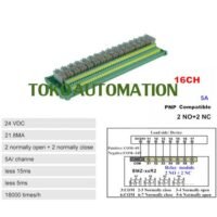 16 Channel PLC Relay Module G2R-2 5A 2NO 2NC Input DC 24V PNP PA24 untuk aplikasi otomasi industri