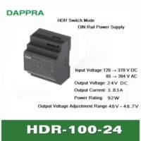 HDR-100-24 HDR - 100 24 24V 3.8A HDR Switch DIN Rail Power Supply SD97 untuk aplikasi otomasi industri